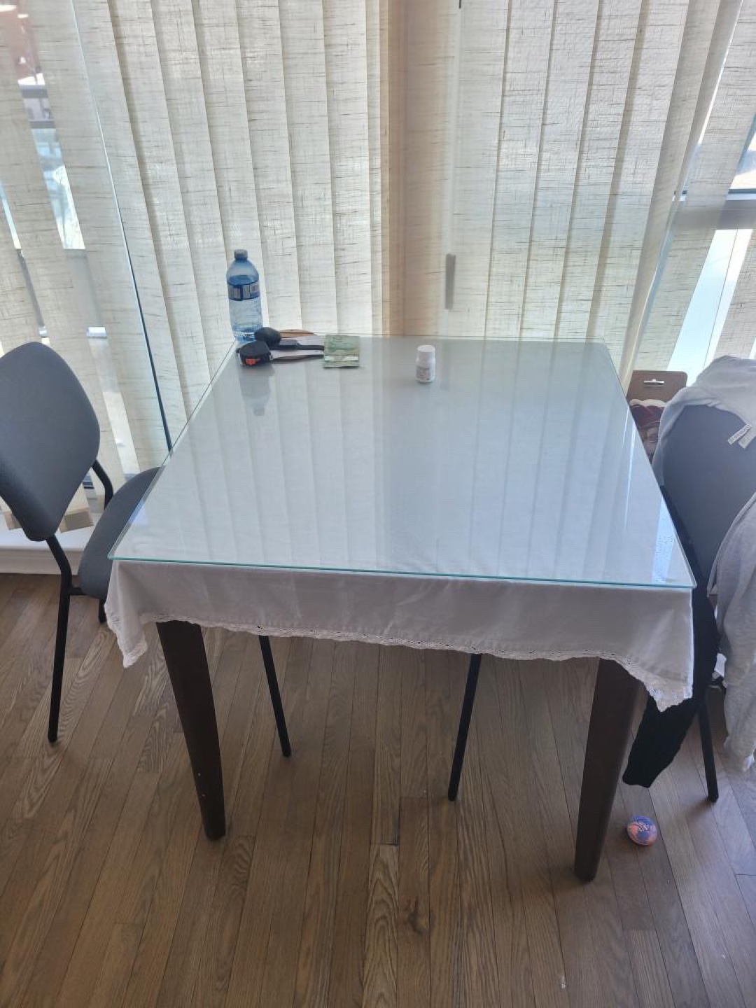 Square Glass-Top Dining Table with Two Chairs - photo 2