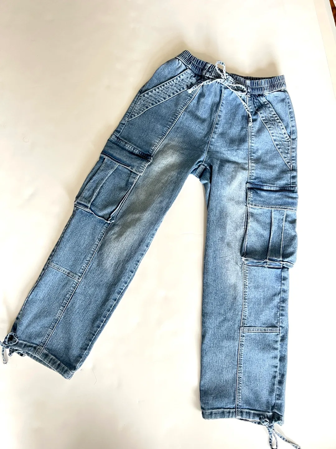 Denim Cargo Pants with Drawstrings image indicator(2)