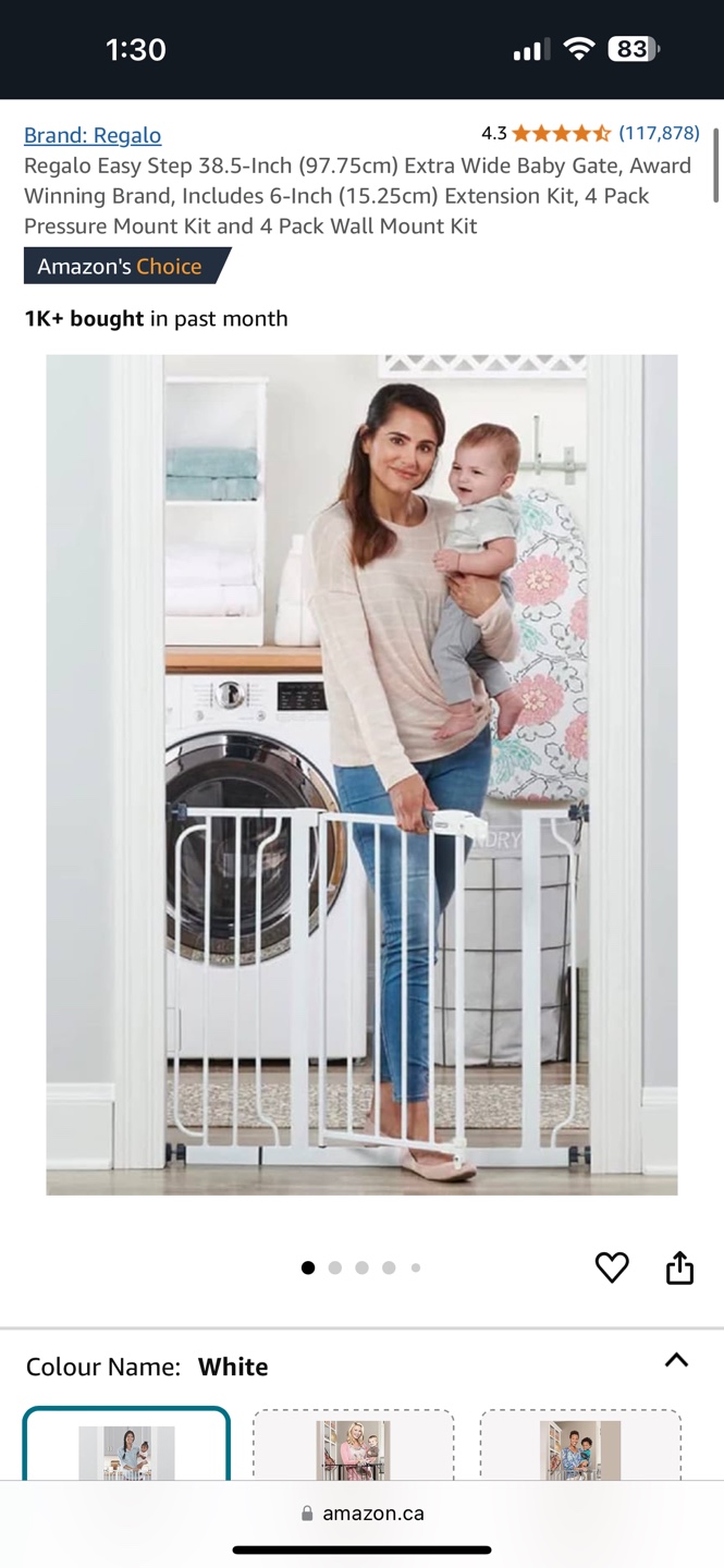 Used - Regalo Easy Step 38.5-Inch Extra Wide Baby Gate - White - photo 3