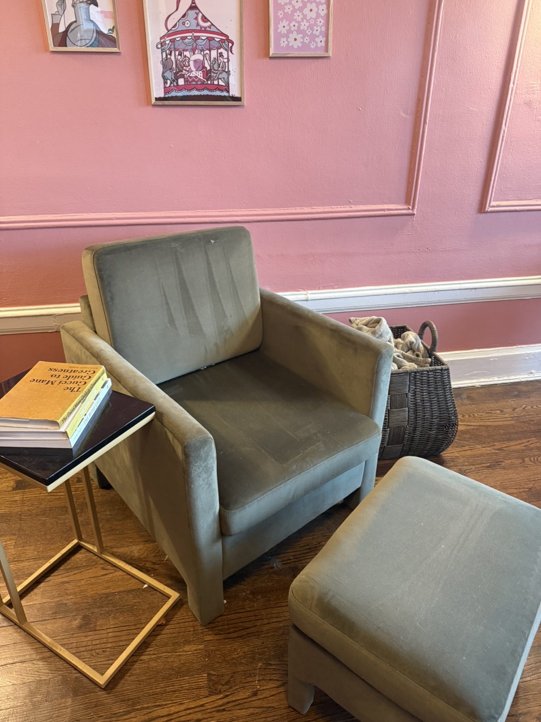 Mid Century Modern Accent Chair and Ottoman