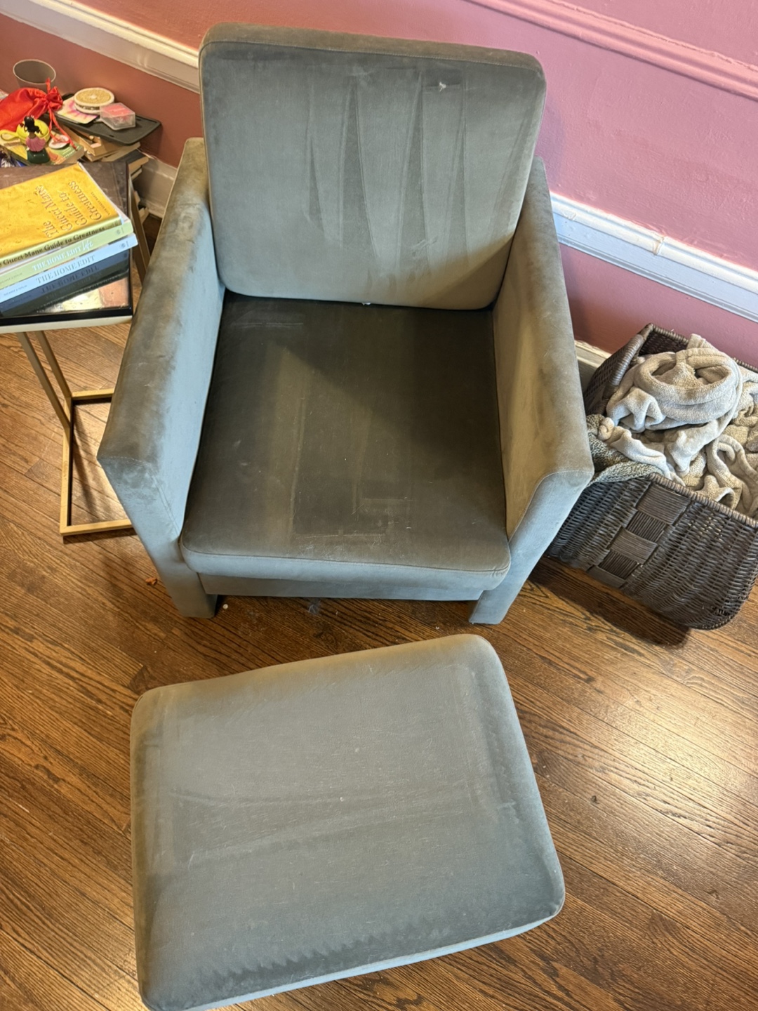 Mid Century Modern Accent Chair and Ottoman - photo 2