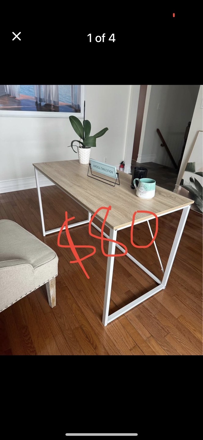 Modern Writing Desk with White Metal Legs