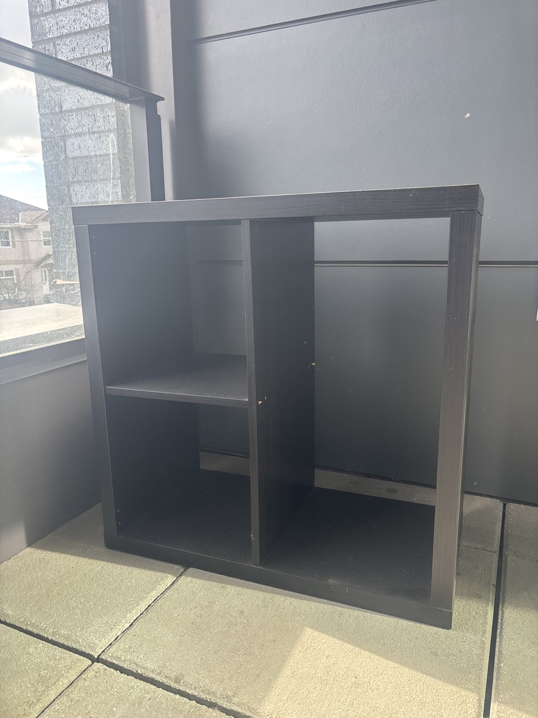 Black cube shelving unit
