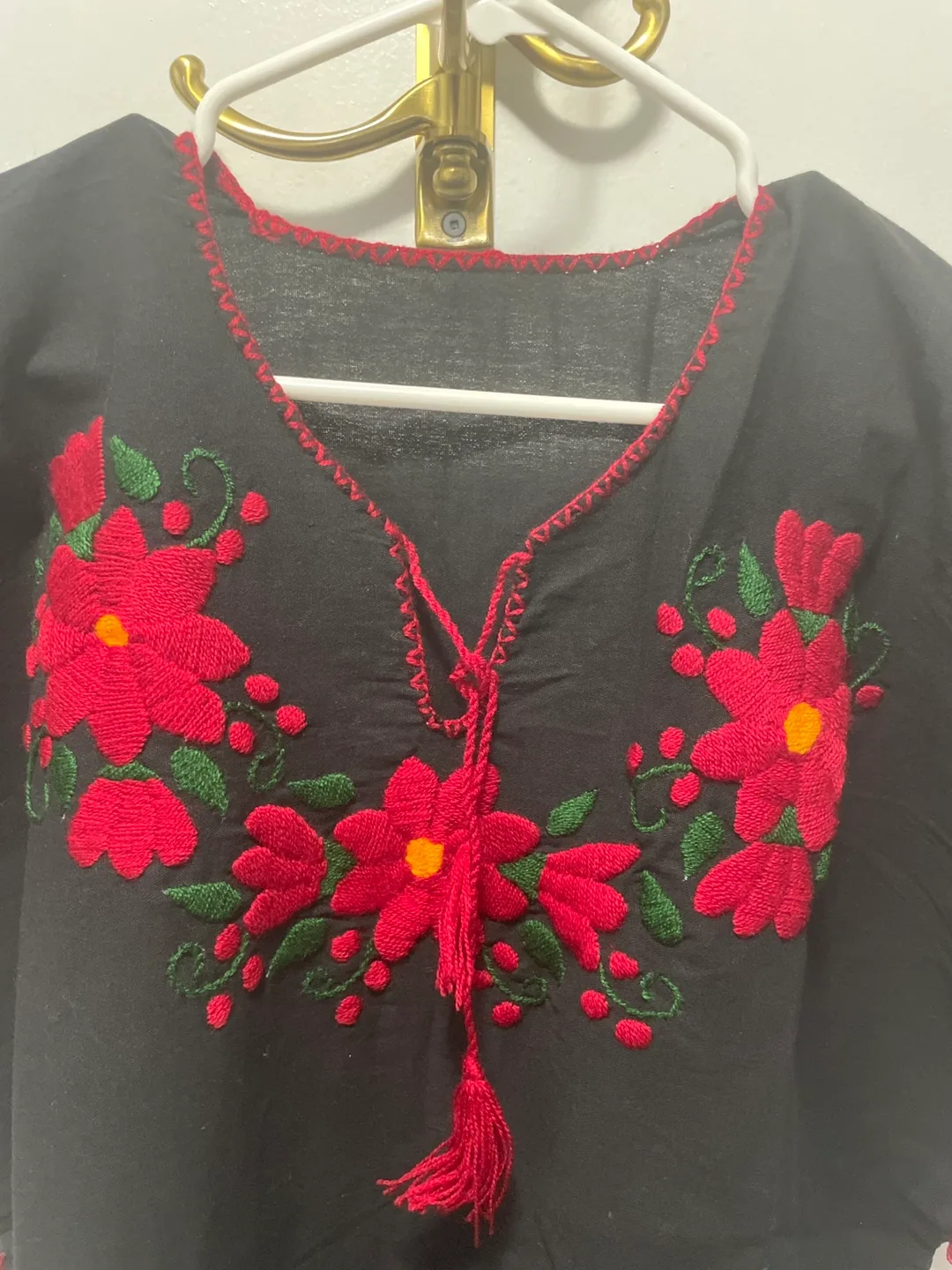 Embroidered Black Peasant Top image indicator(2)