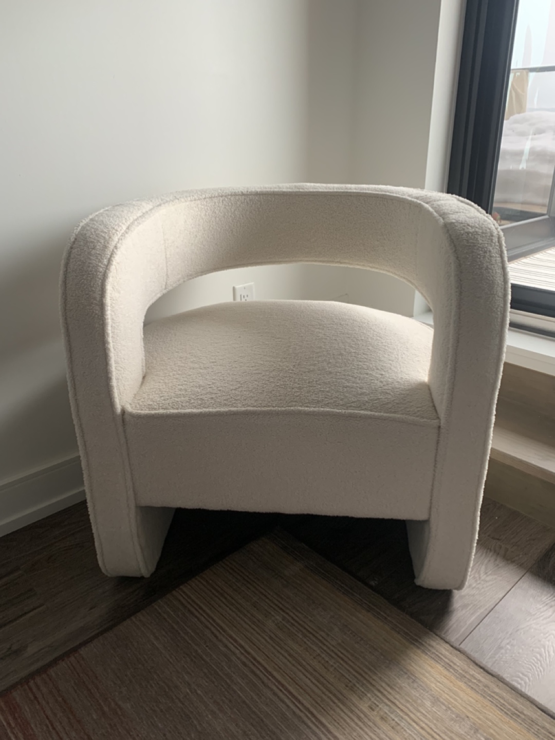 Cream boucle armchair