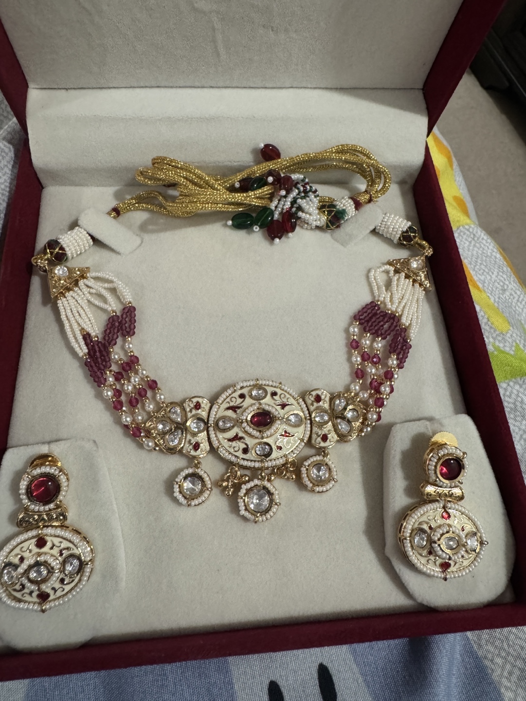 Meenakari  Kundan Necklace Set with Earrings