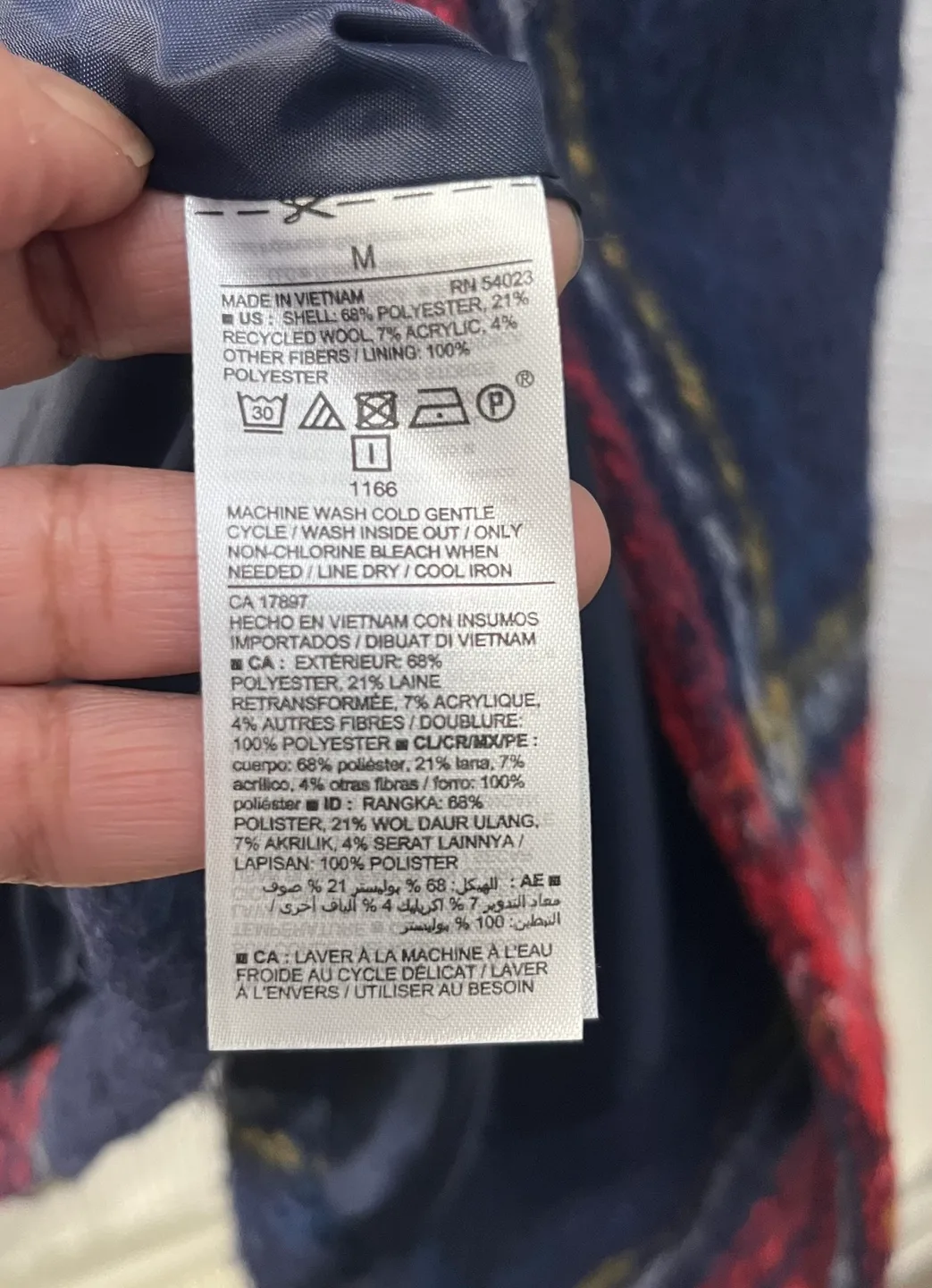 Old Navy Women's Size Medium Red and Blue Plaid Longline Coat image indicator(5)