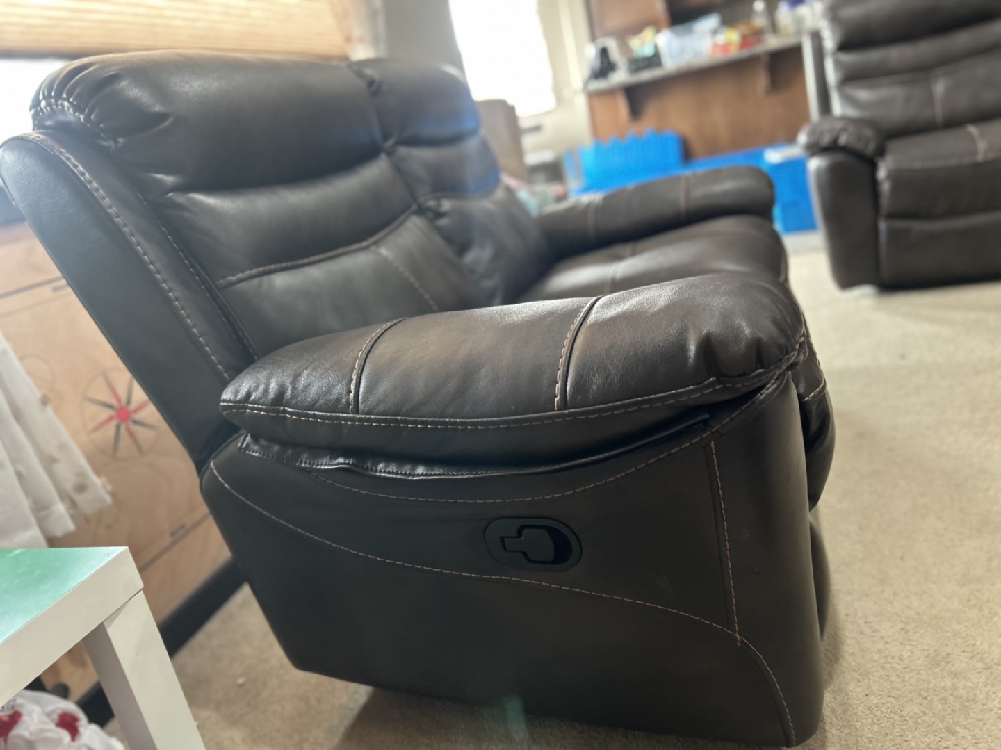 Brown faux Leather Recliner Loveseat - photo 4