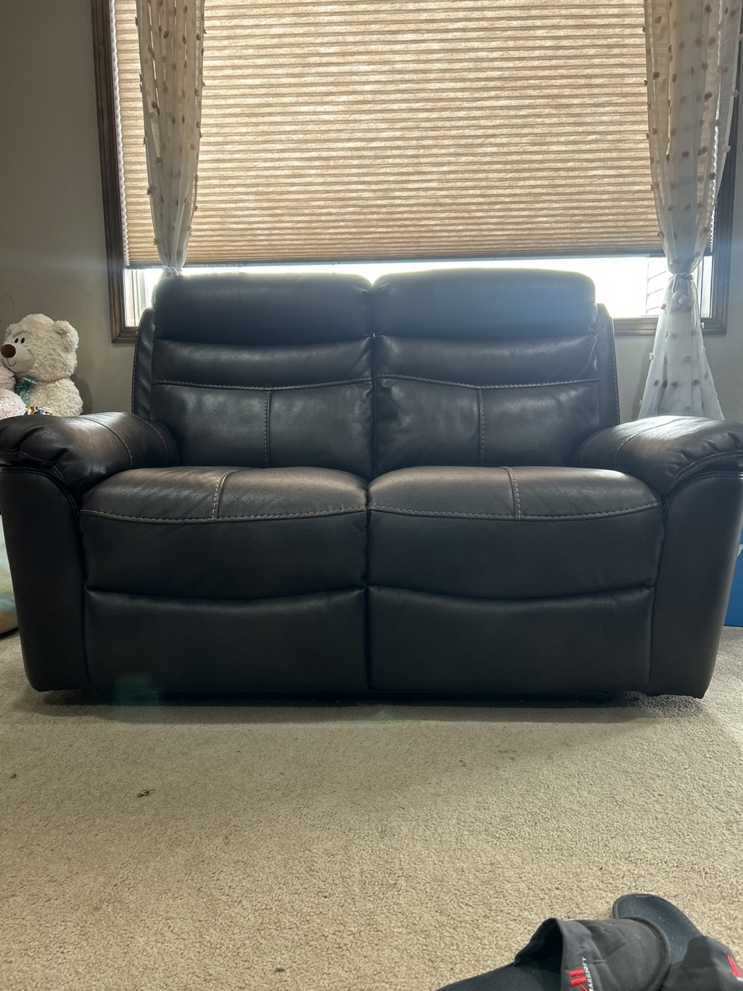 Brown faux Leather Recliner Loveseat - photo 2