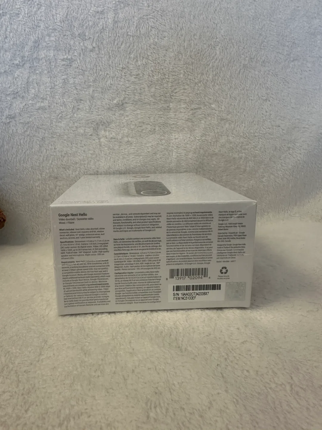 Google Nest Hello Wired Video Doorbell - New in Box image indicator(4)