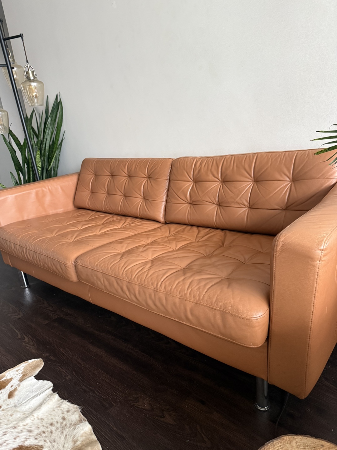 IKEA MORABO Leather Sofa - Golden Brown - photo 2