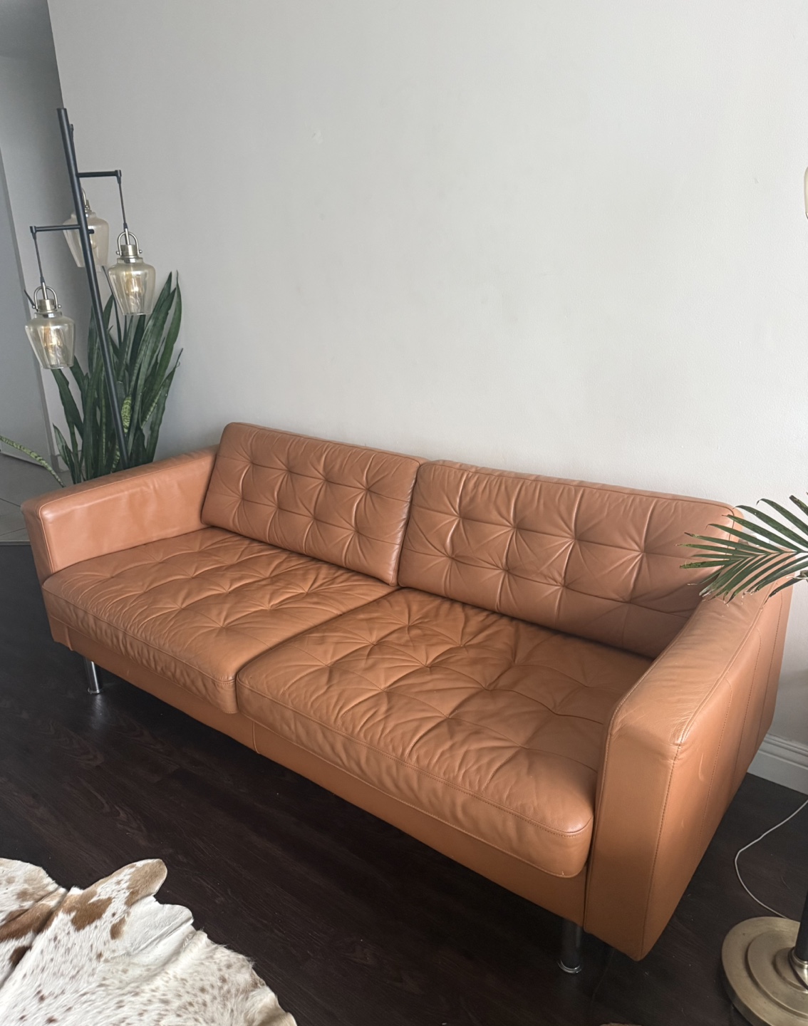 IKEA MORABO Leather Sofa - Golden Brown