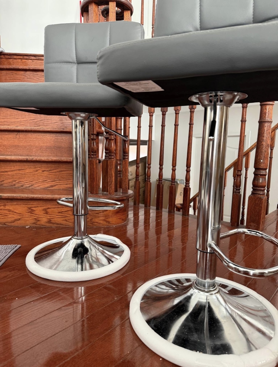Pair of Grey Swivel Bar Stools - photo 2