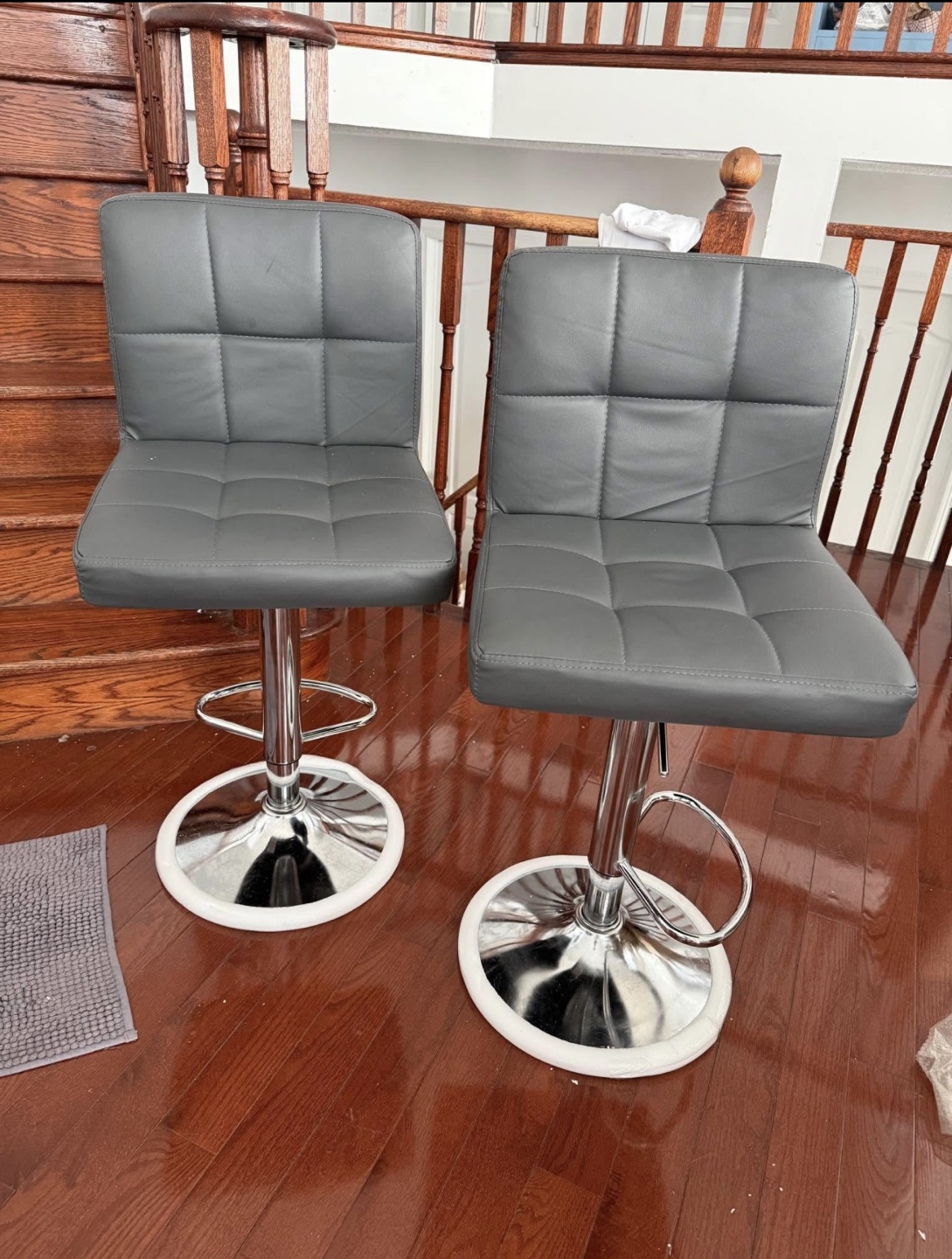 Pair of Grey Swivel Bar Stools