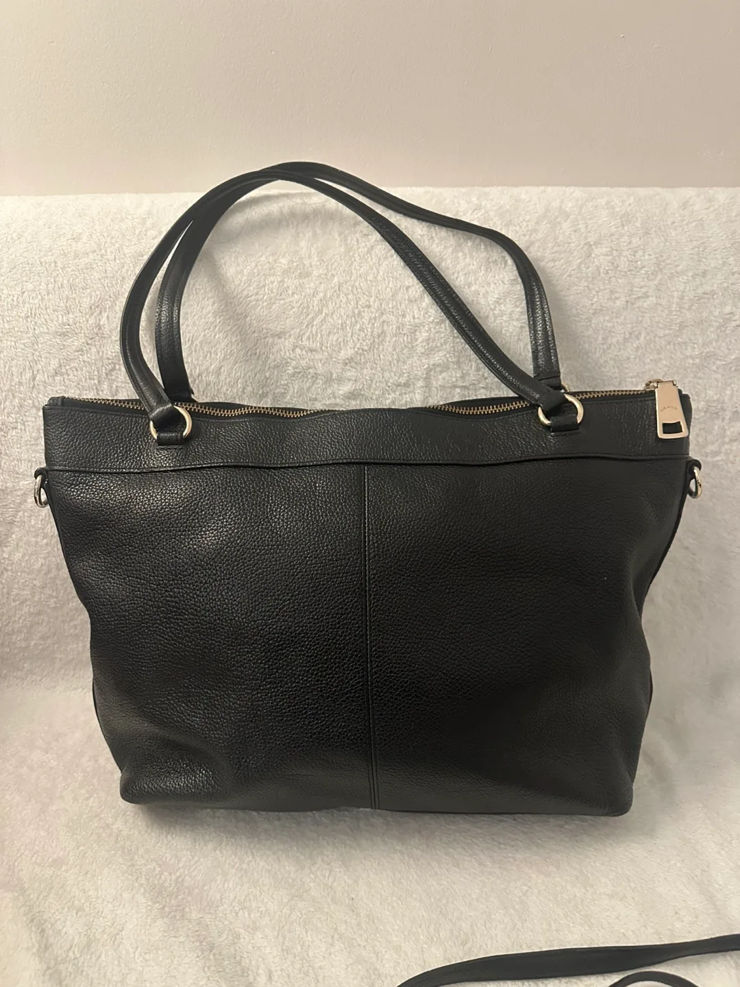 Coach Black Leather Tote Bag with Strap image indicator(3)