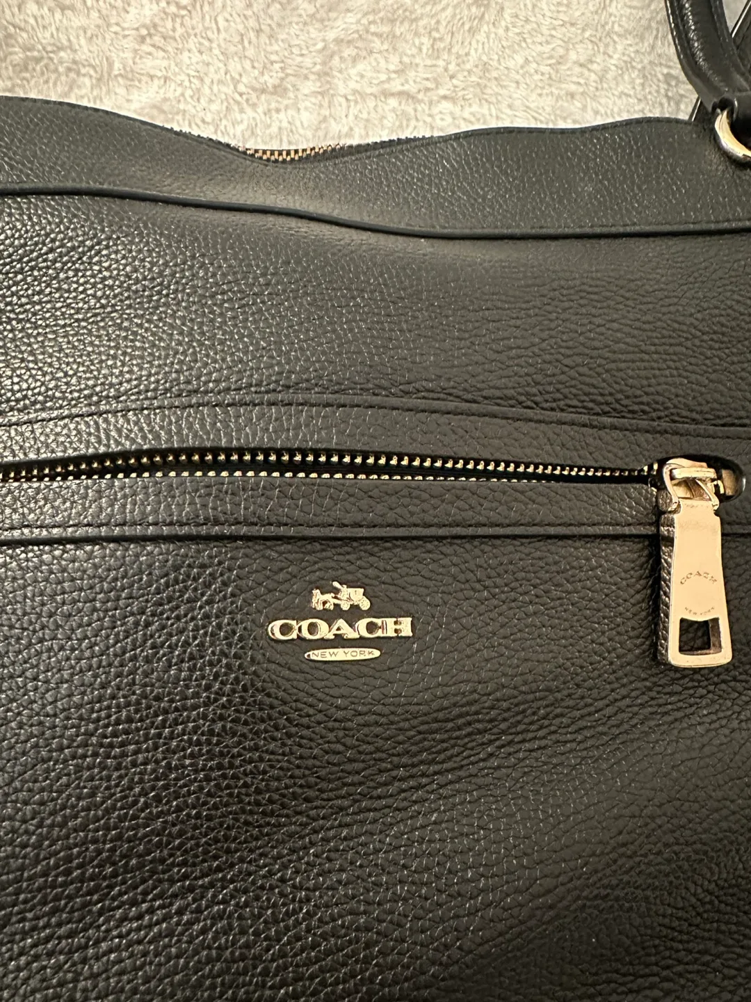 Coach Black Leather Tote Bag with Strap image indicator(2)