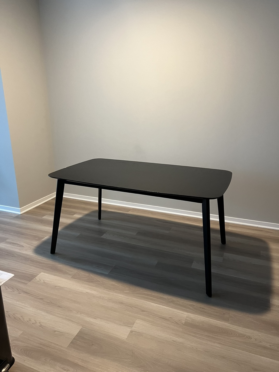 Modern Black Dining Table with Four Brown Leather Chairs - photo 3
