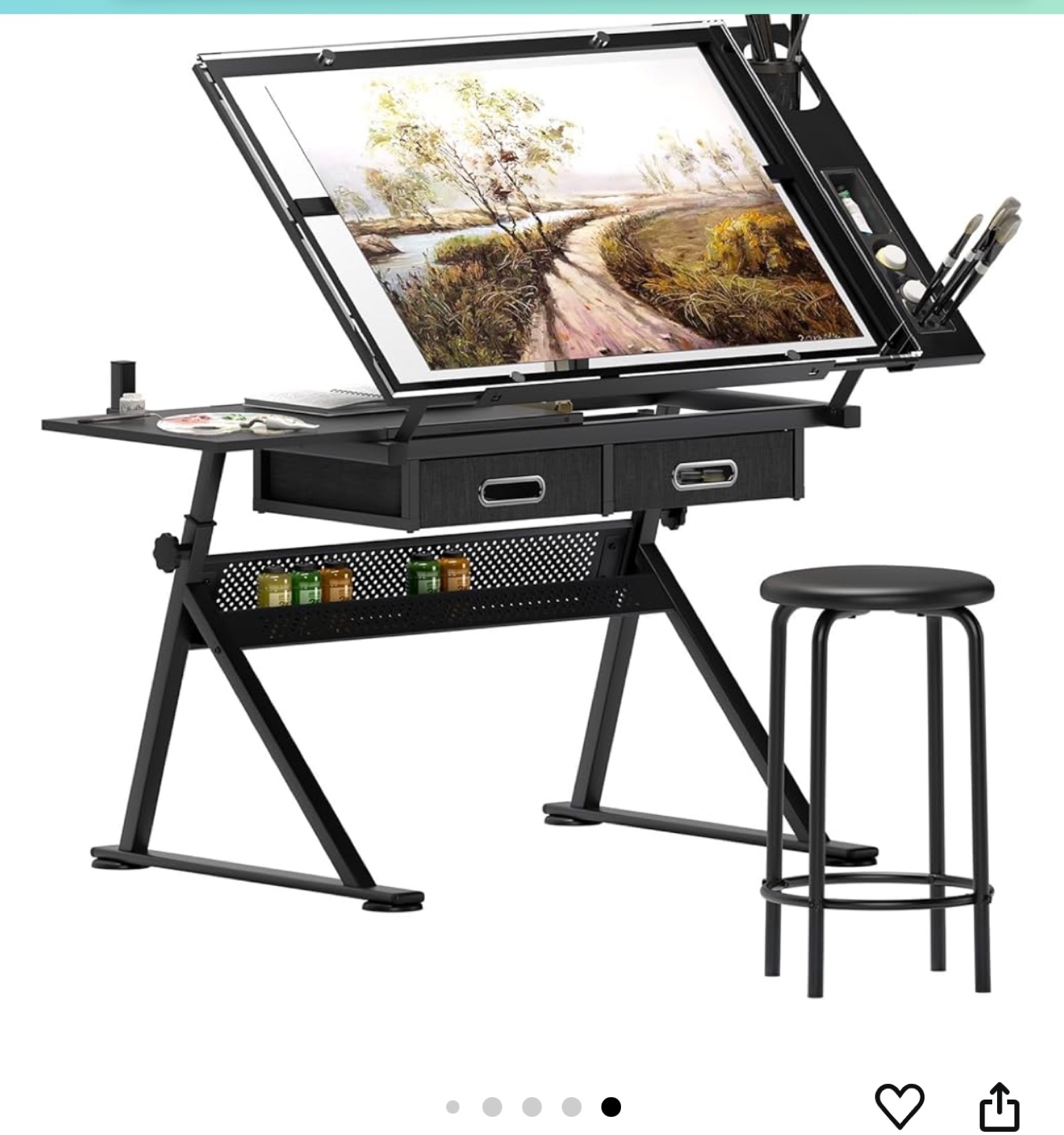 Adjustable Artist Drafting Table with Stool - photo 2