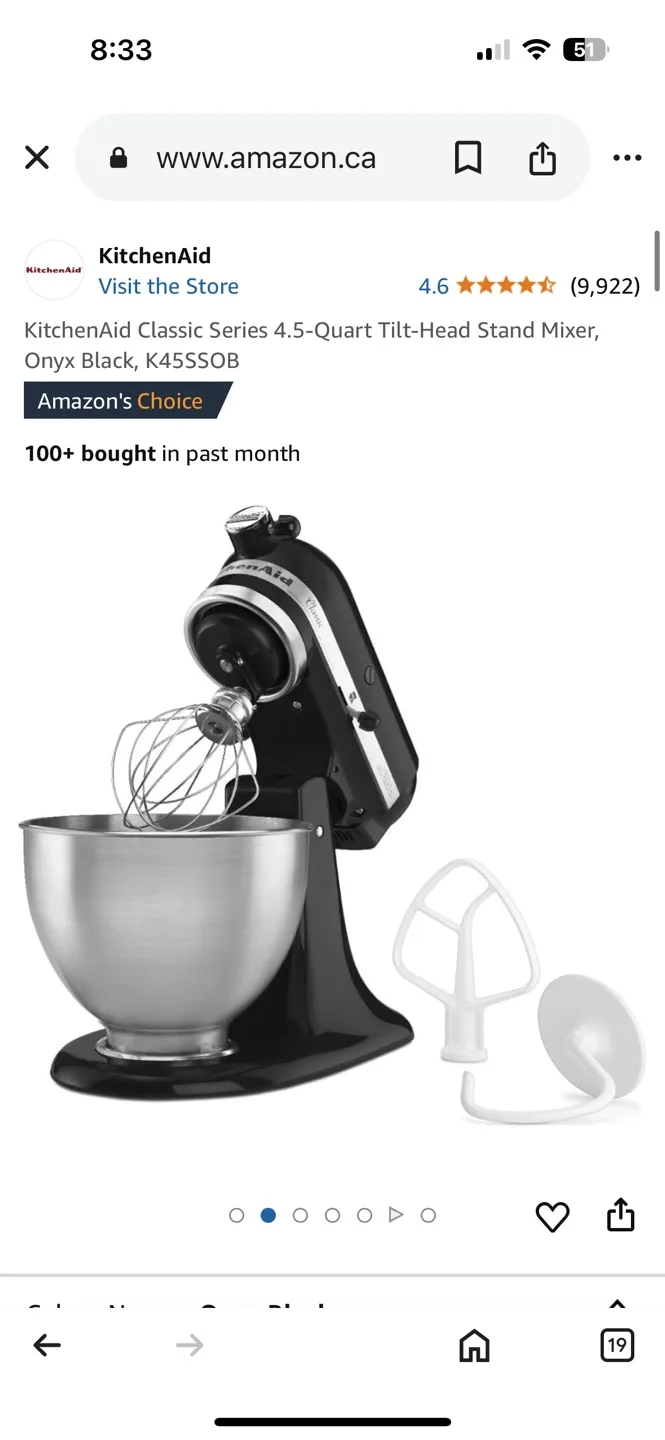 KitchenAid Artisan Series stand mixer, Onyx Black. 4.5-quart image indicator(4)