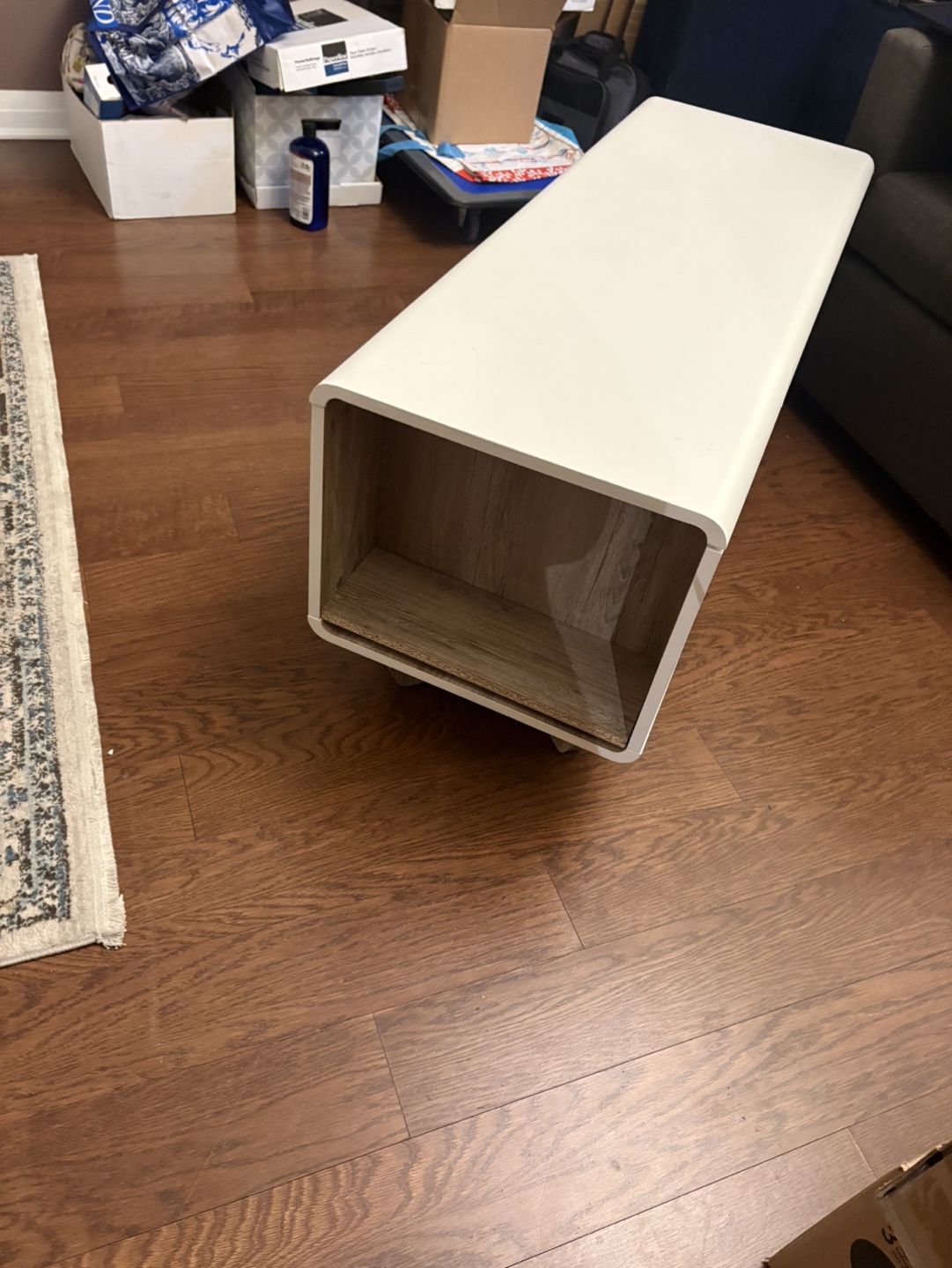 Modern White TV Stand with Two Drawers - photo 5