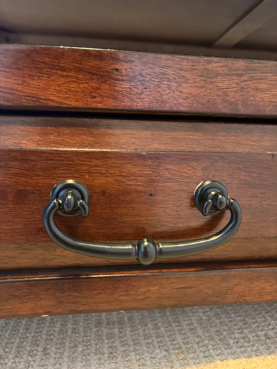 Dark Wood Coffee Table with Glass Top and Drawers image indicator(4)