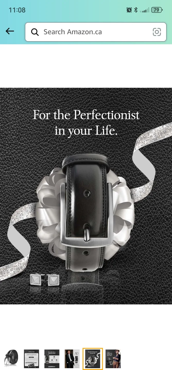 Bruno Marc Men's Black Leather Belt - New in Box image indicator(5)