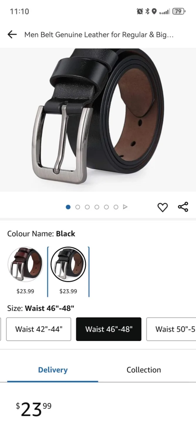 Bruno Marc Men's Black Leather Belt - New in Box image indicator(9)