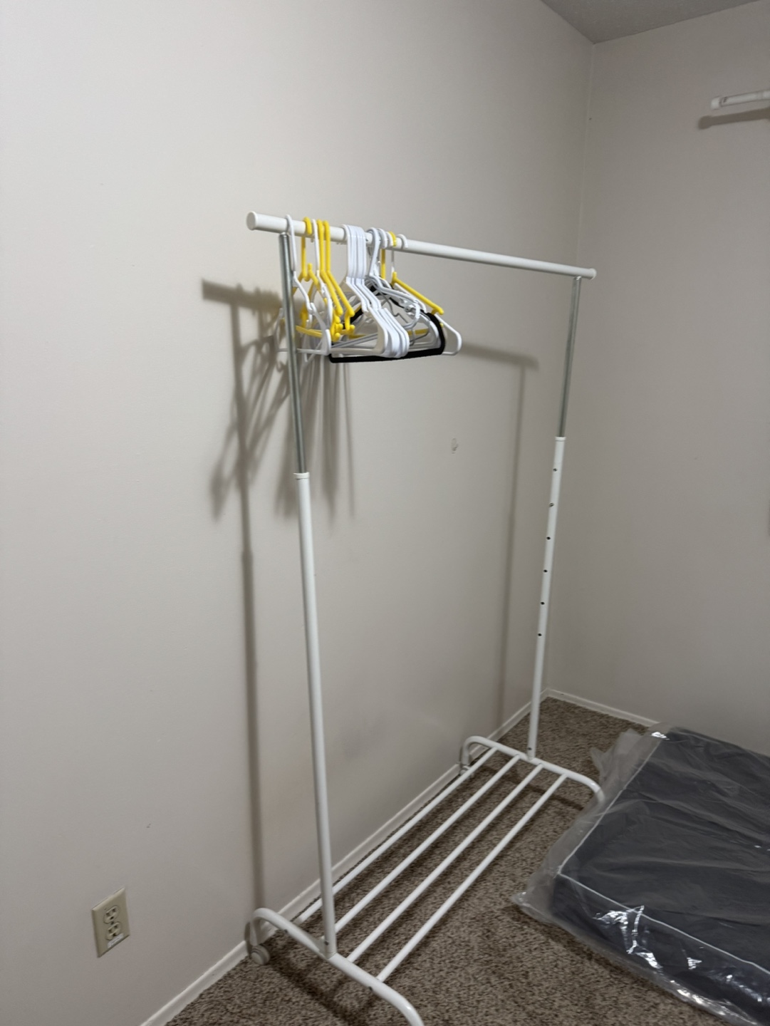 Full-Length White Mirror & Clothing Rack
