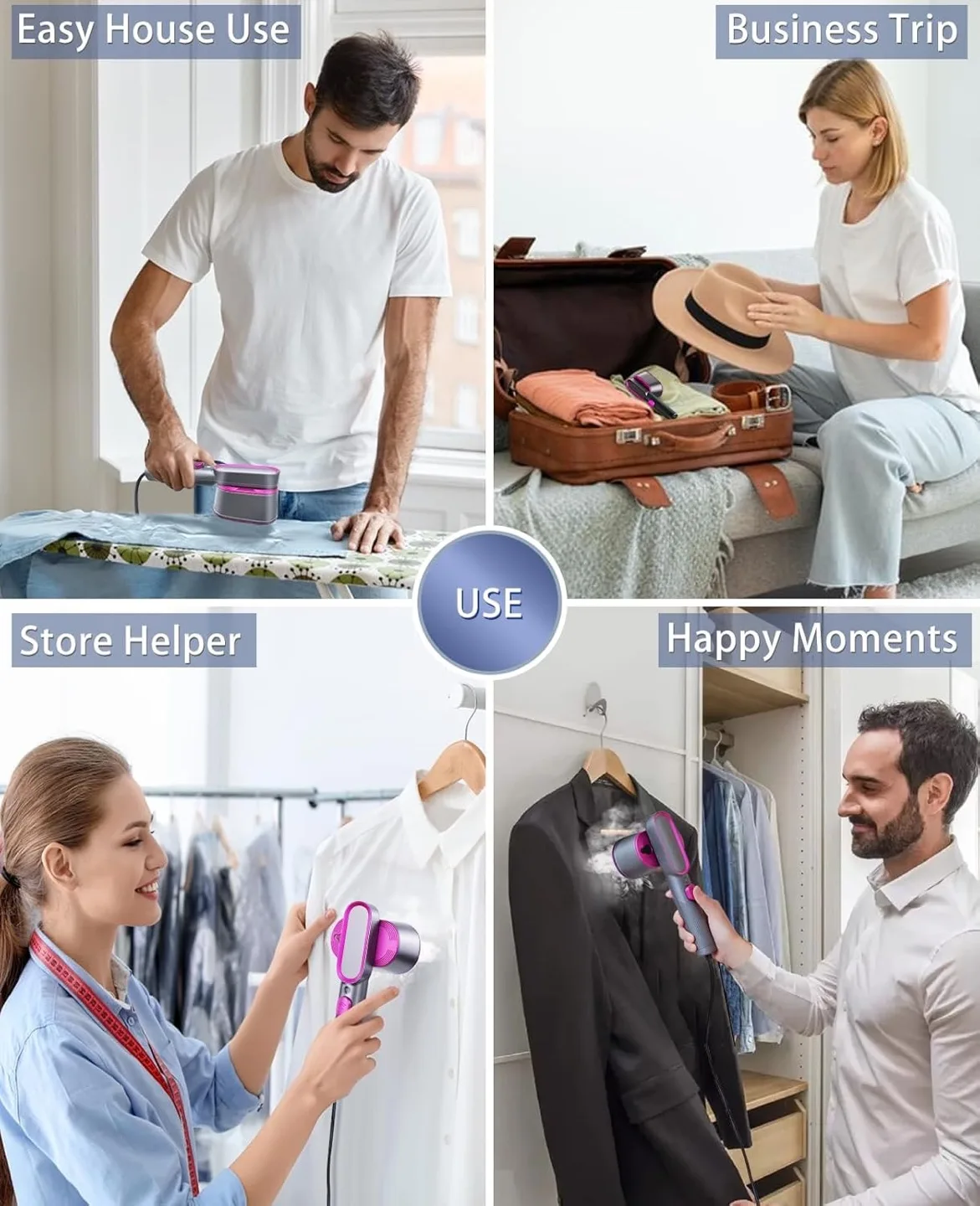 Portable Handheld Garment Steamer - Fast Wrinkle Removal image indicator(2)