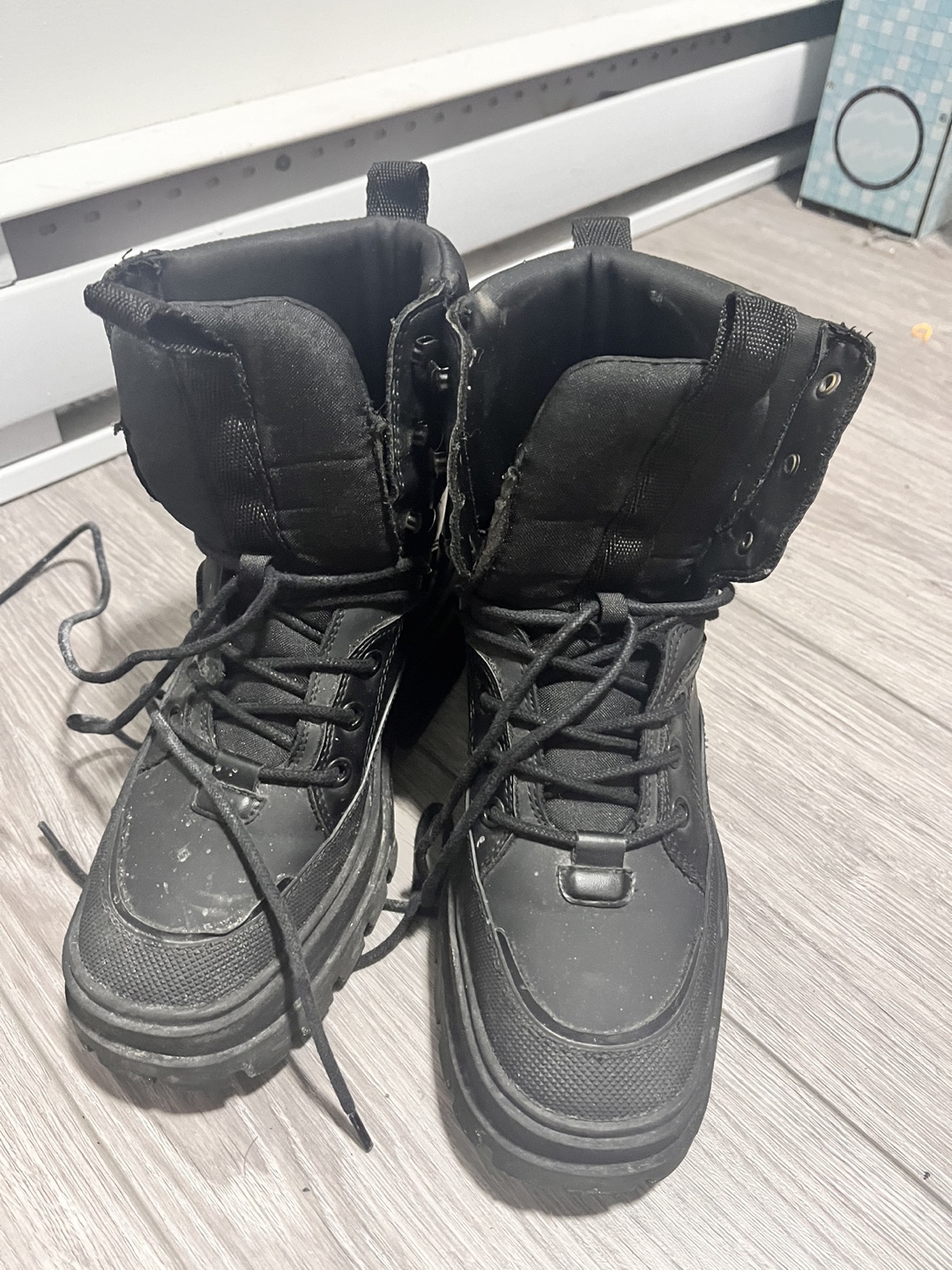 Zara Black Lace-Up Boots - Size EU 36