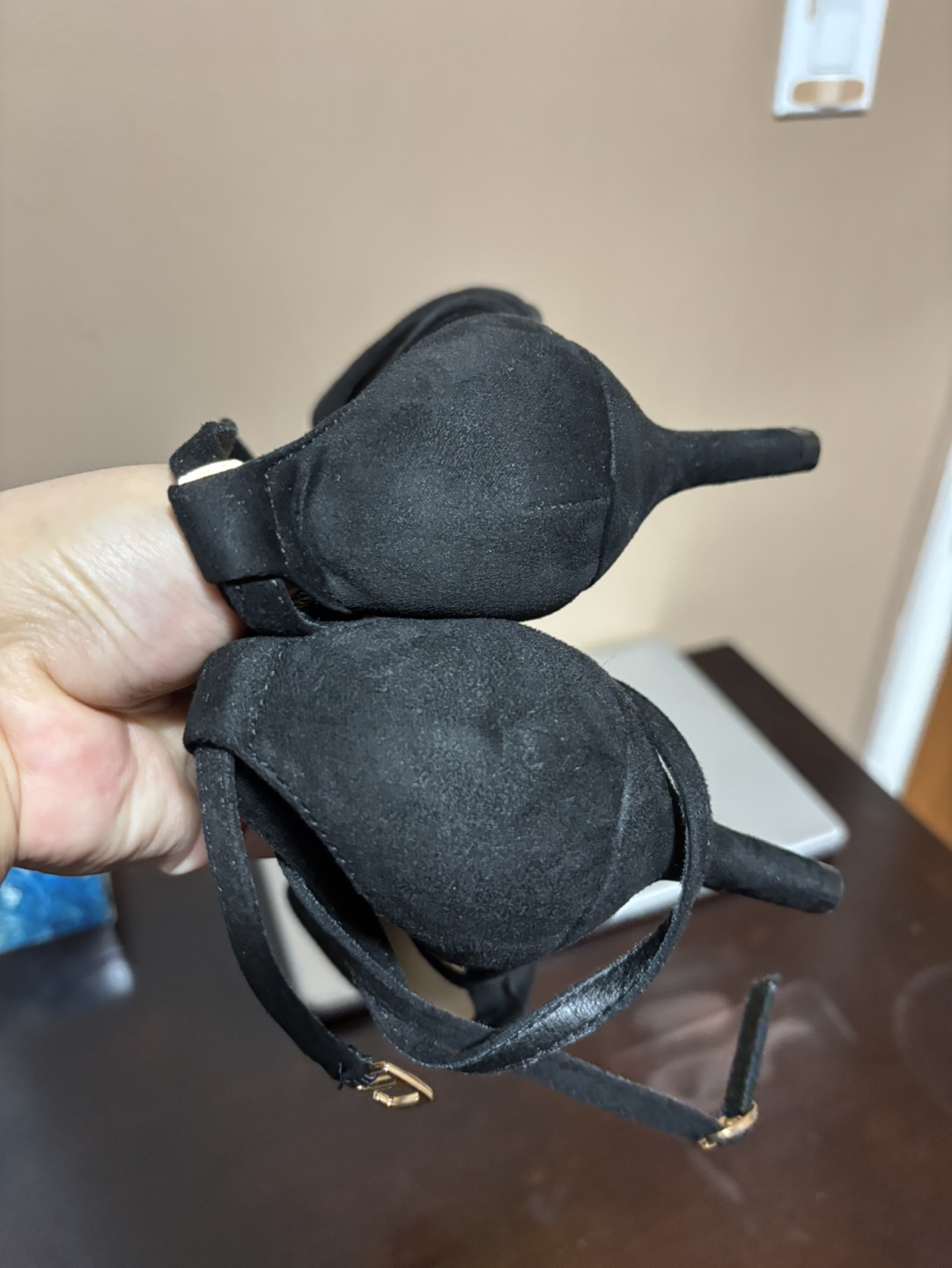 Black Suede Ankle Tie Heels - Size 38 - photo 4
