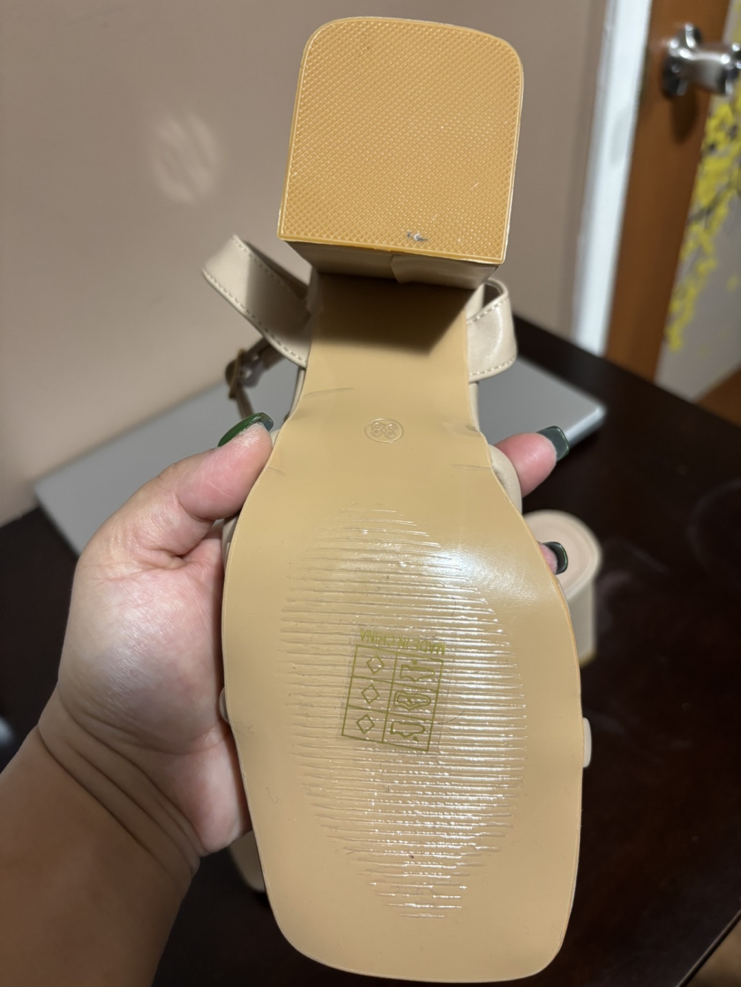 Beige Block Heel Sandals Size 38 - photo 3