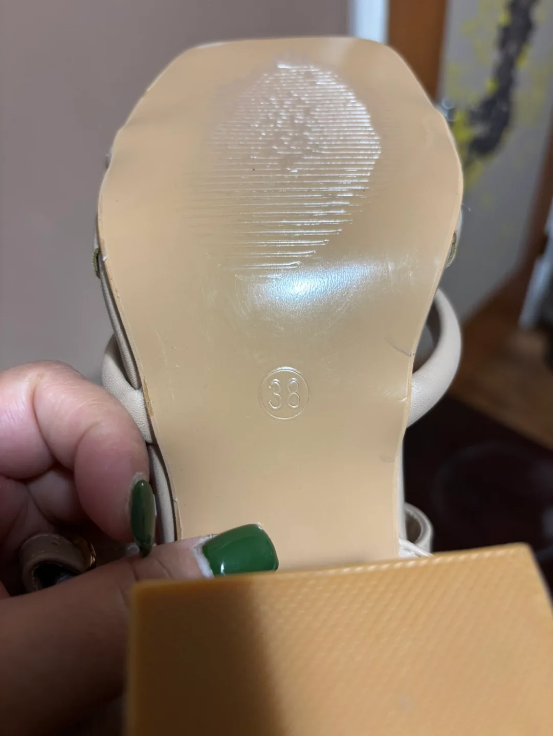 Beige Block Heel Sandals Size 38 image indicator(4)