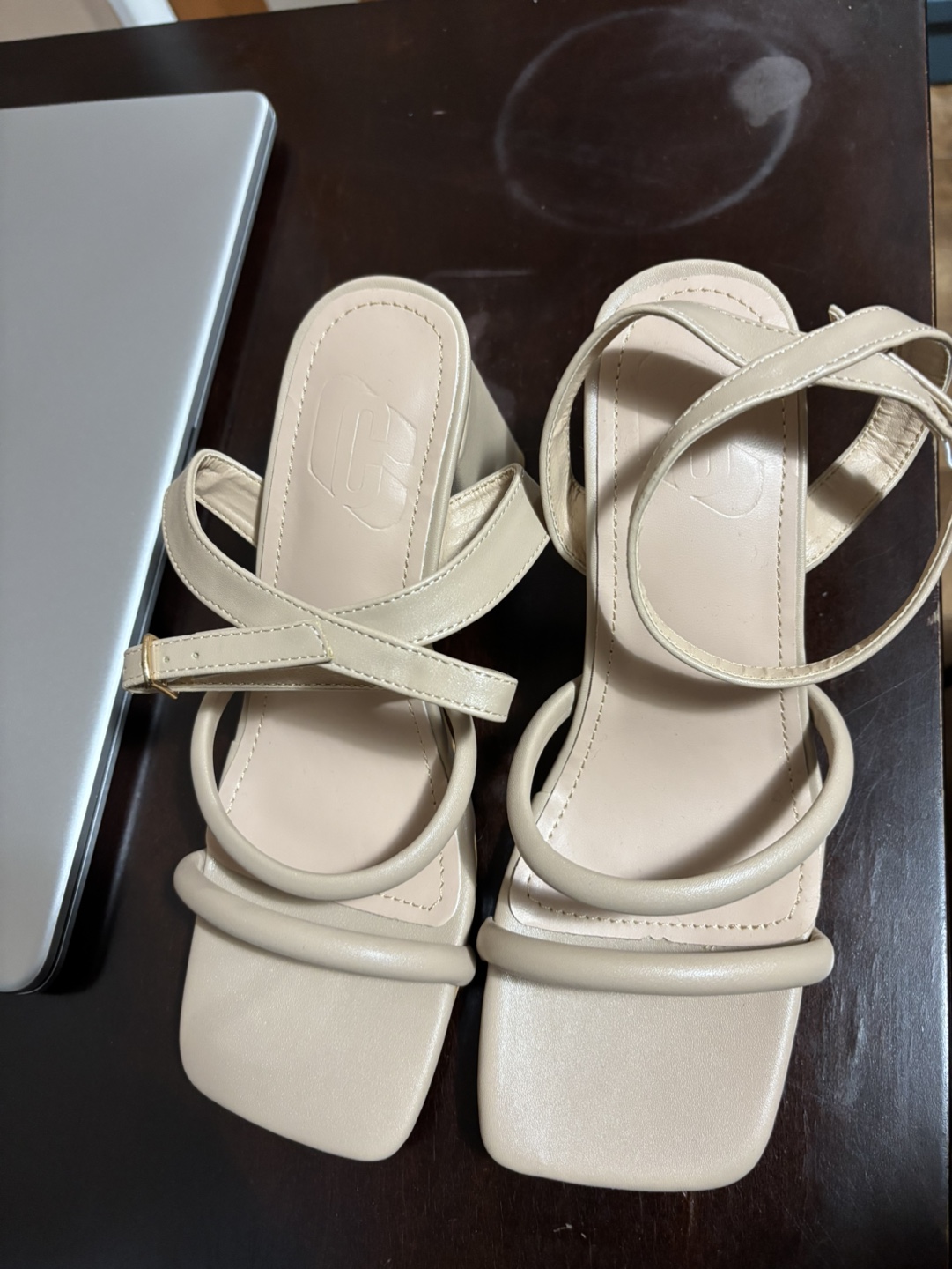 Beige Block Heel Sandals Size 38 - photo 5