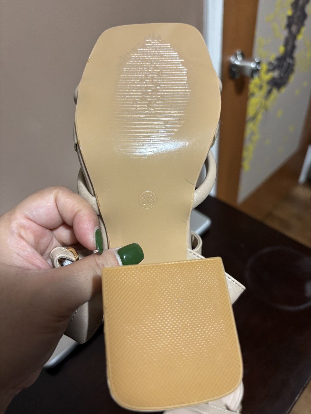 Beige Block Heel Sandals Size 38 - photo 2