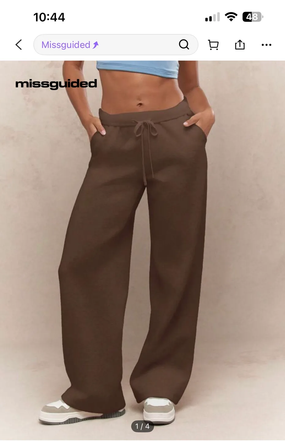 Missguided Coffee Brown Wide Leg Trousers image indicator(2)