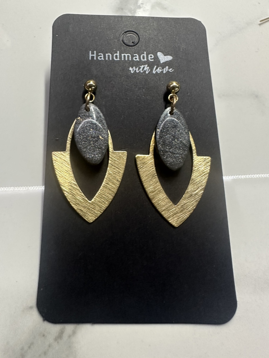 Handmade Grey and Gold Statement Earrings