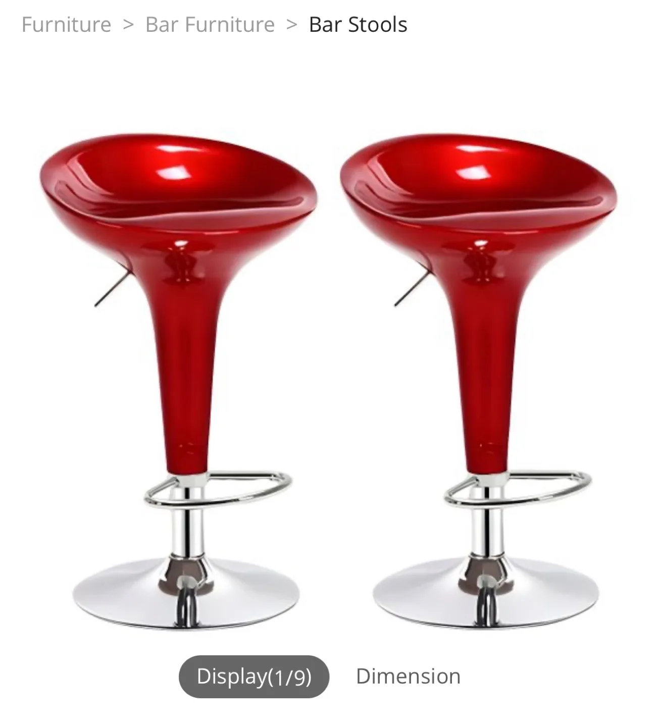 🧡 Pair of Red & Silver Adjustable Bar Stools image indicator(4)