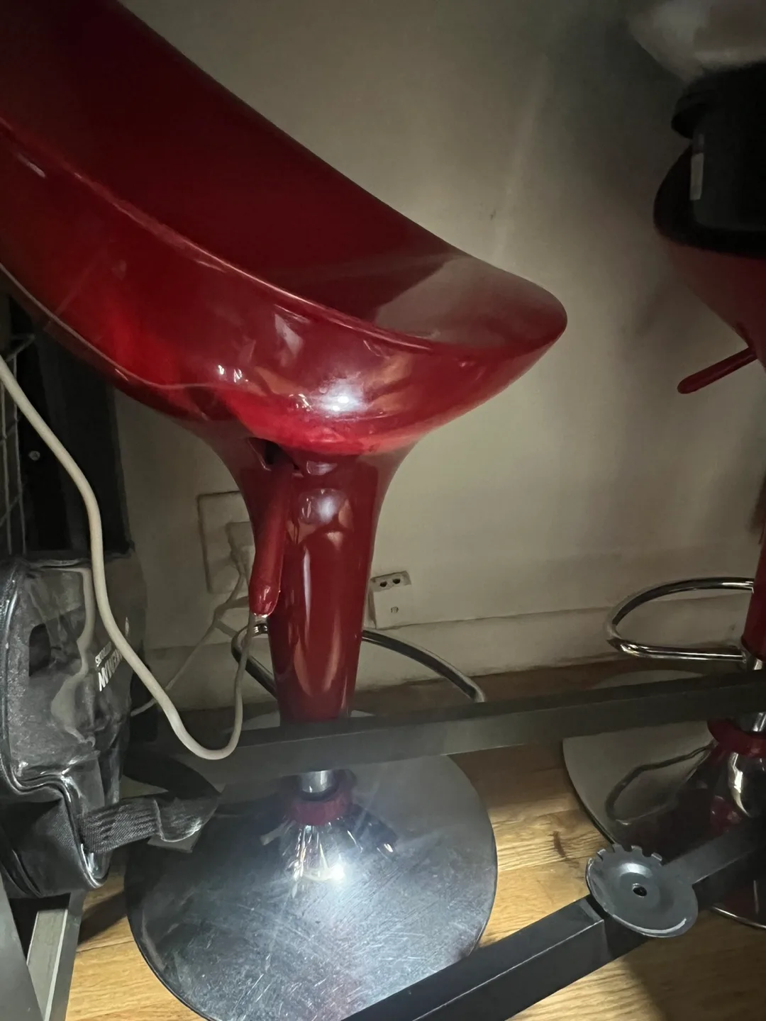 🧡 Pair of Red & Silver Adjustable Bar Stools image indicator(2)