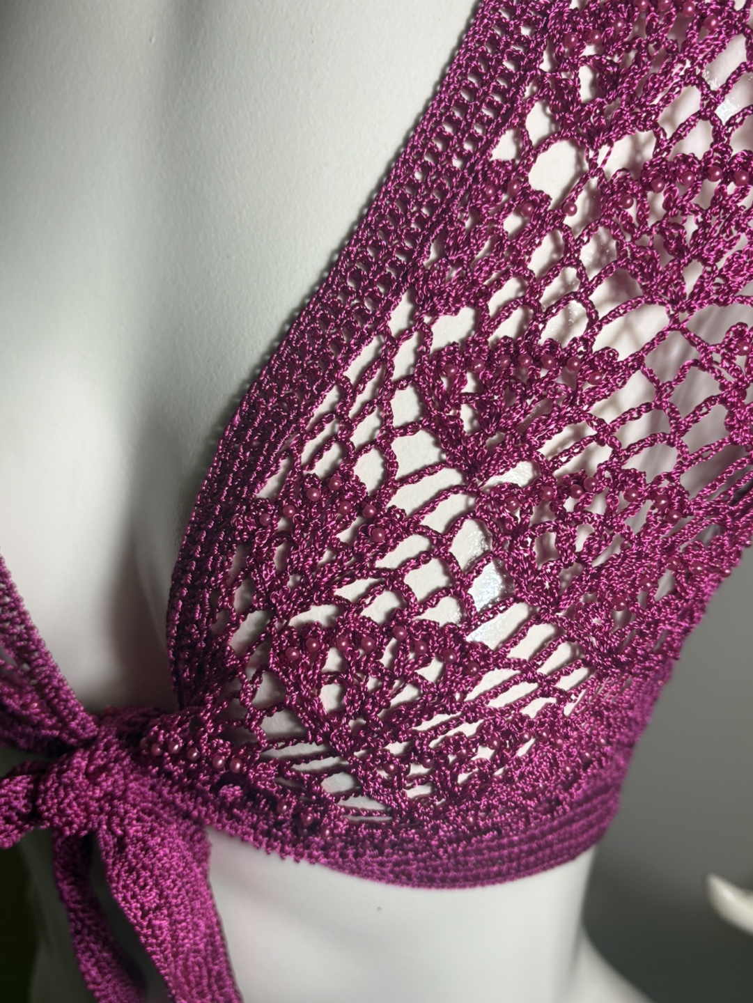 NWOT Raspberry pink Crochet Bolero mini shrug cardigan - photo 3