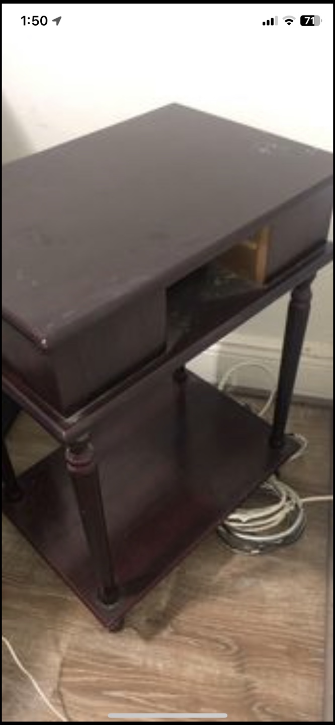 Dark Wood End Table with Drawer and Shelf - photo 2