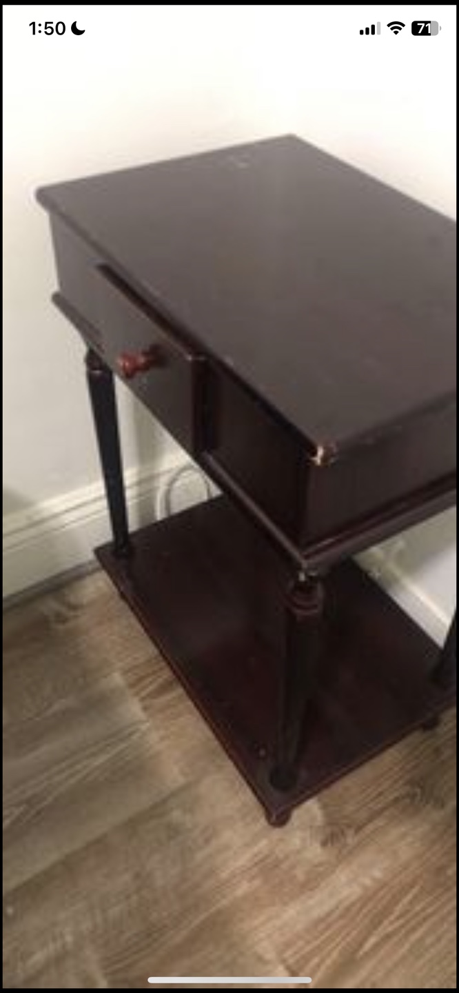 Dark Wood End Table with Drawer and Shelf - photo 4