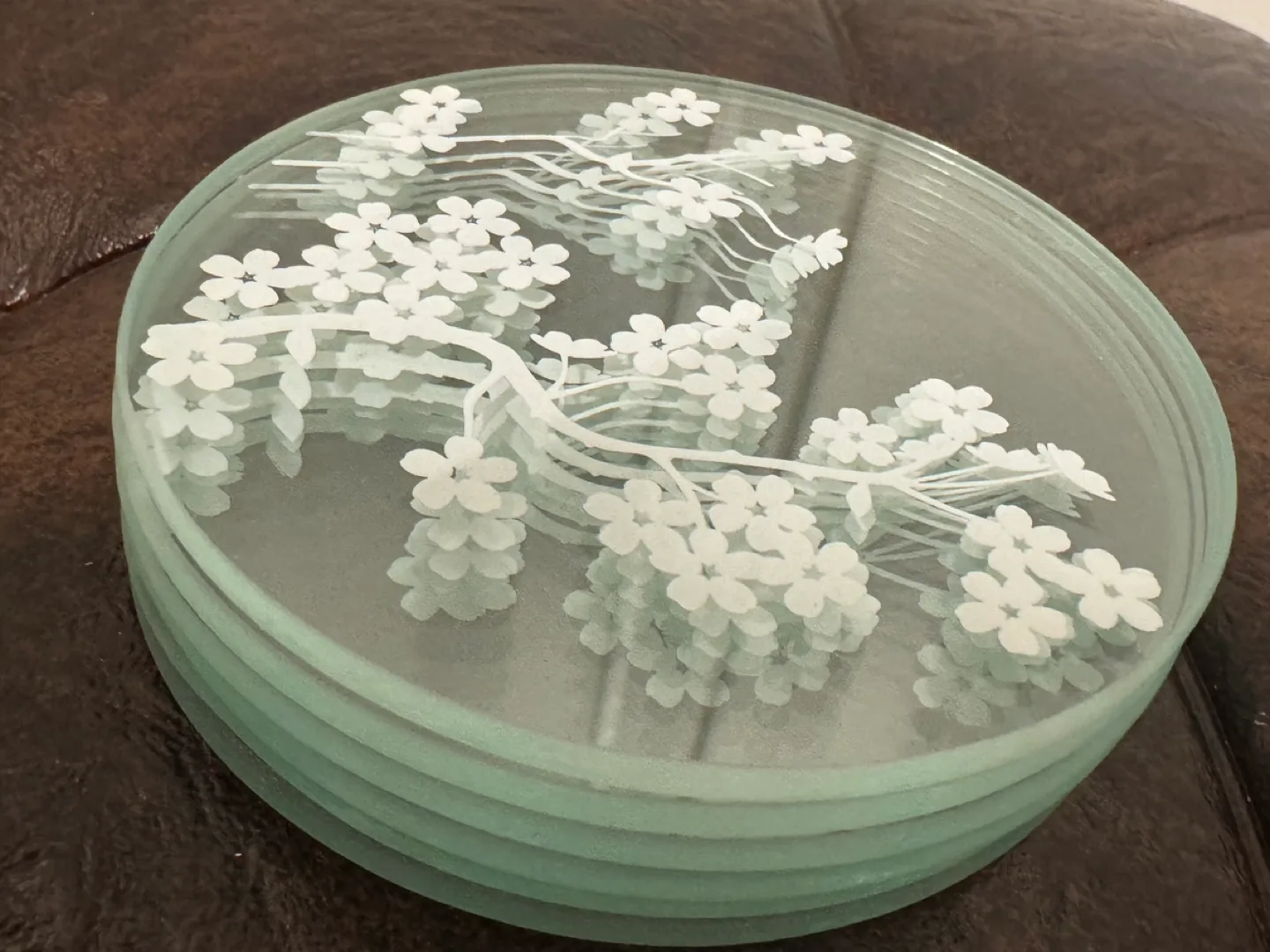 Set of Four Glass Coasters with Floral Design image indicator(4)