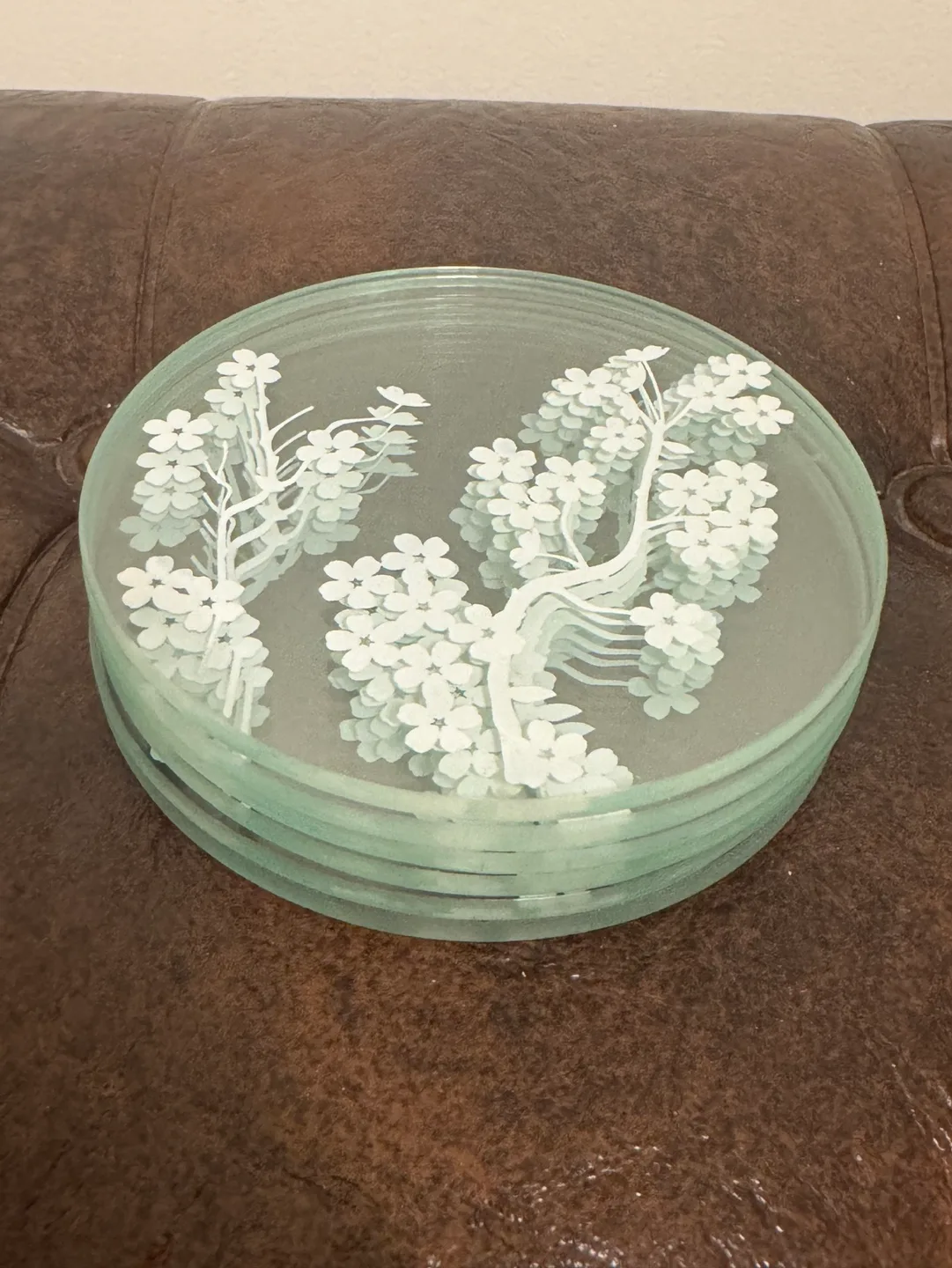 Set of Four Glass Coasters with Floral Design image indicator(3)