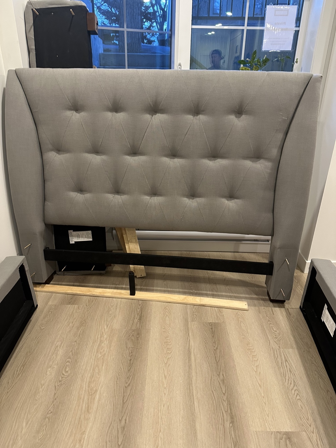 Queen Upholstered Bed Frame - Grey - photo 2
