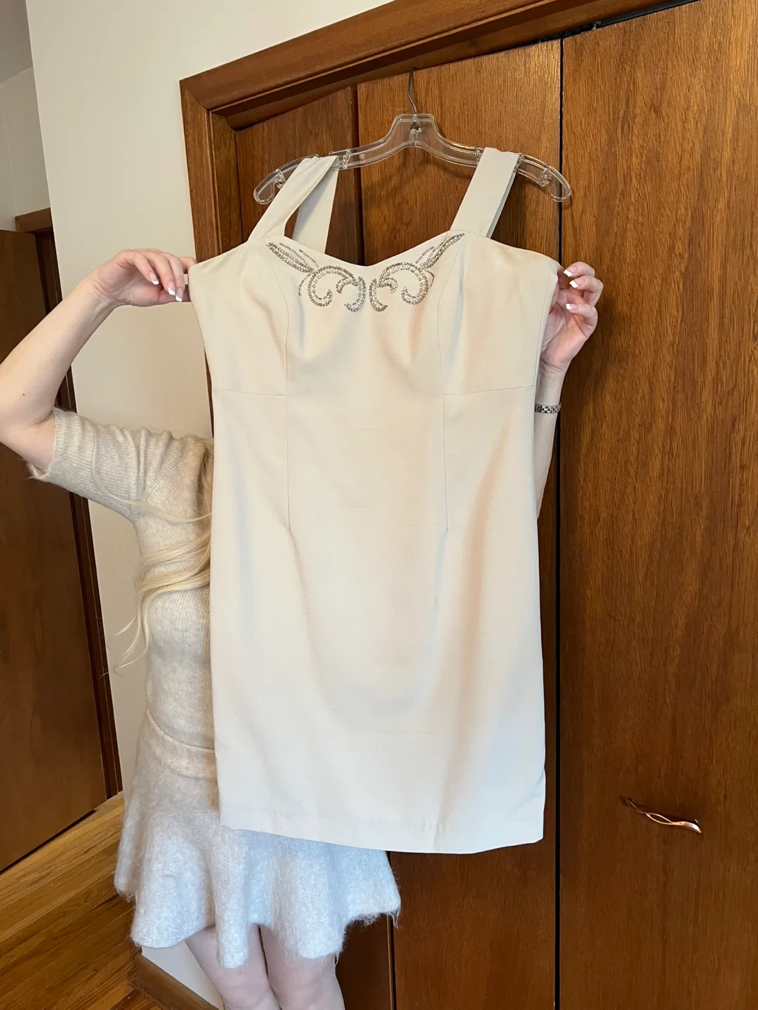 Beautiful Beige Dress Suit with Beaded Detail image indicator(4)