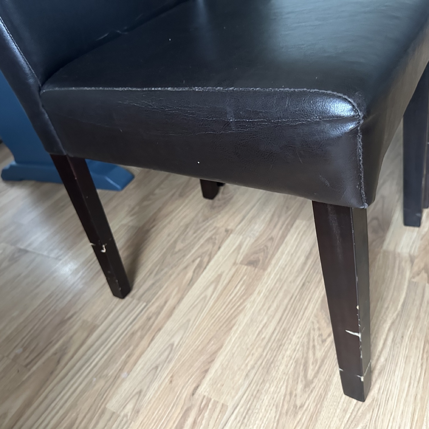 Pair of Brown Leather Dining Chairs - photo 3