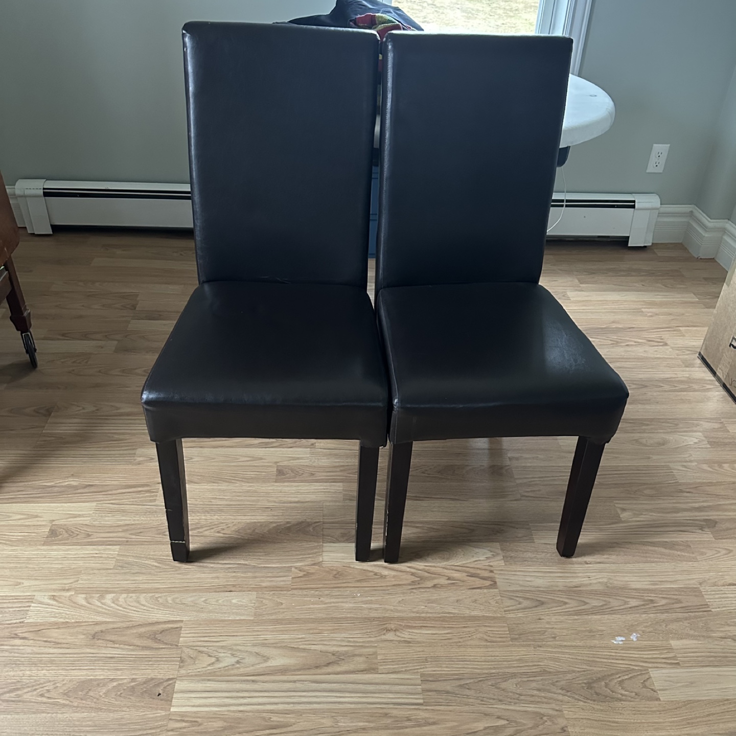 Pair of Brown Leather Dining Chairs