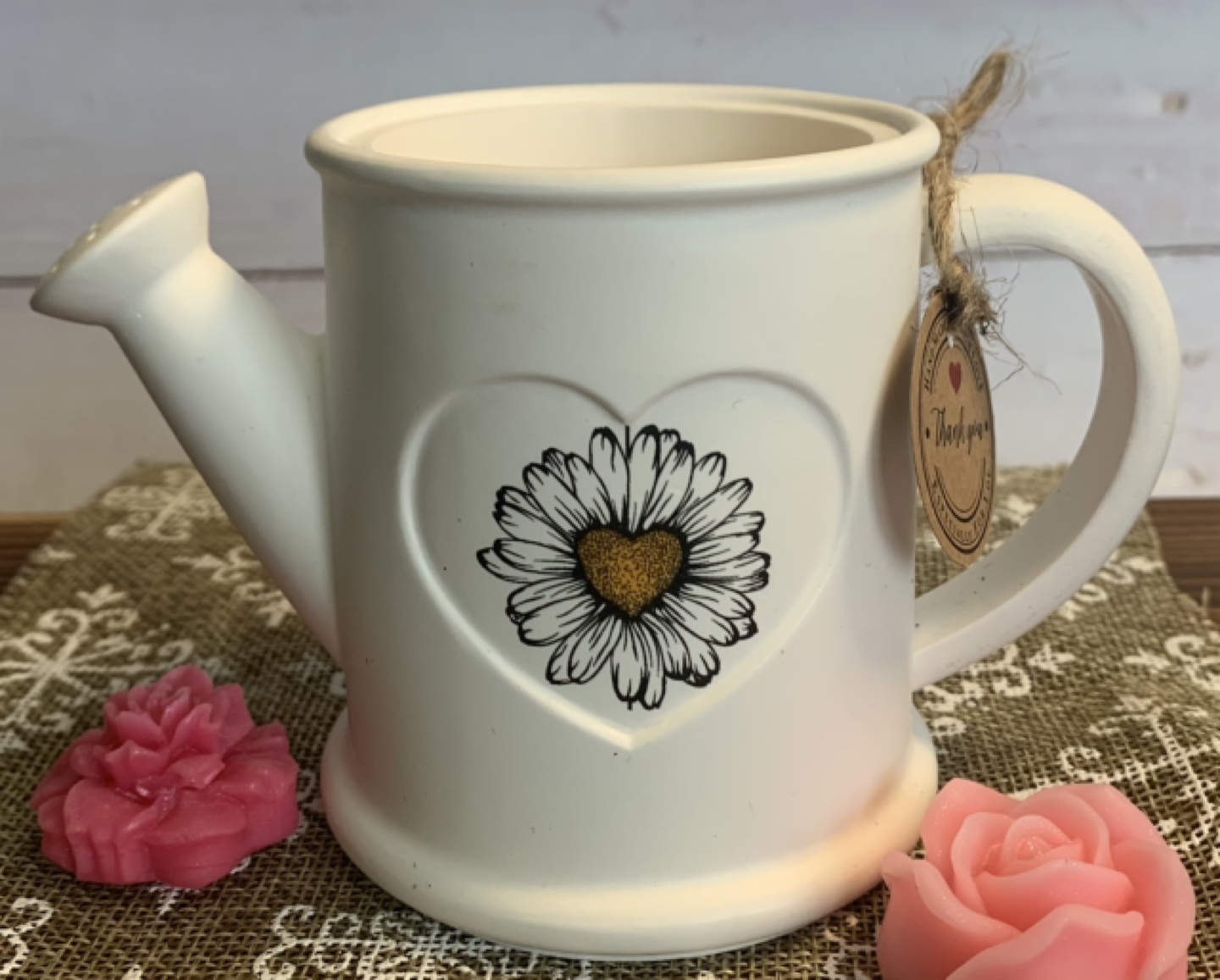 Watering Can Shaped Soy Candle with Dried Flowers
