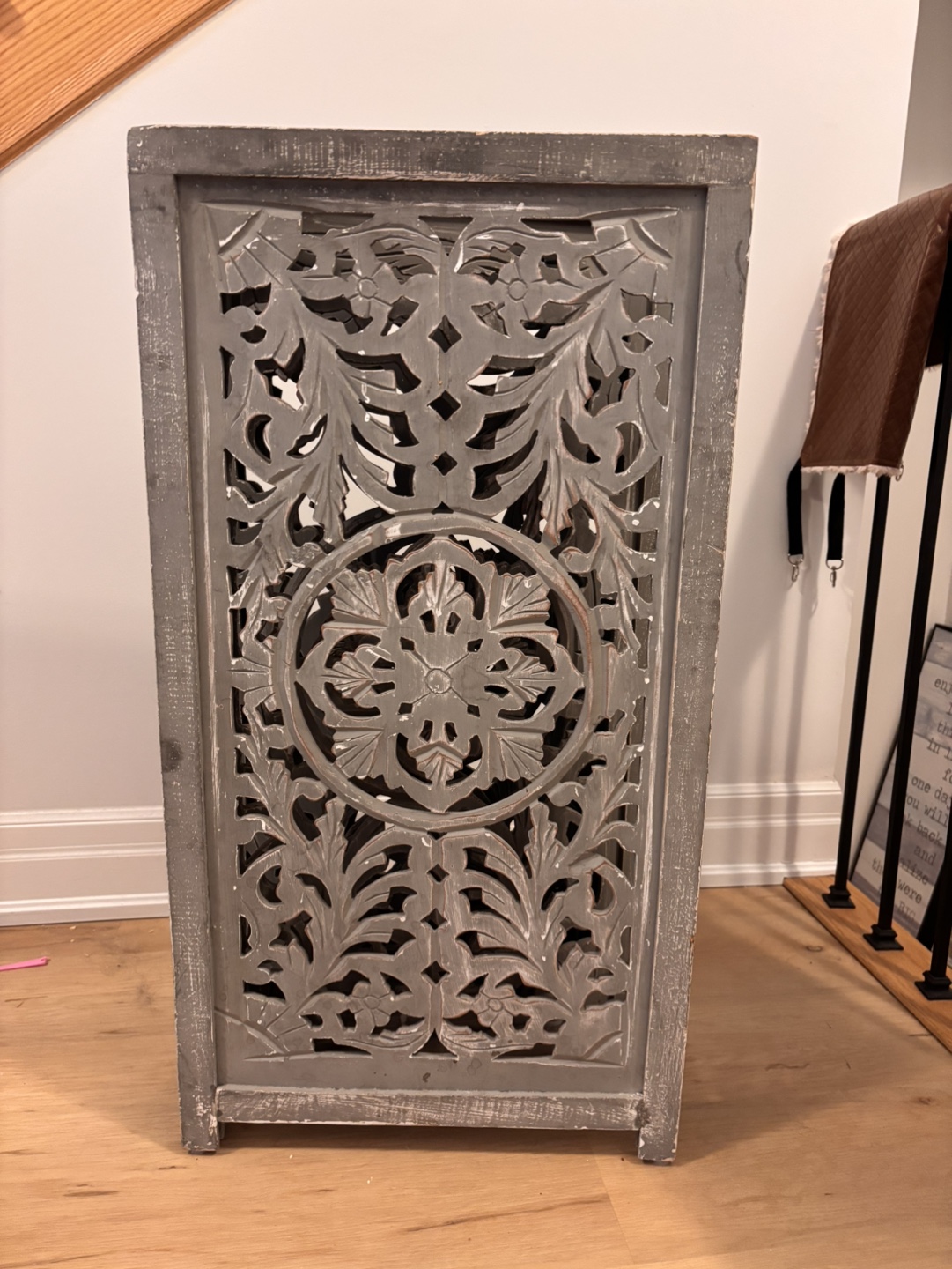 Grey Wooden Freestanding pet gate